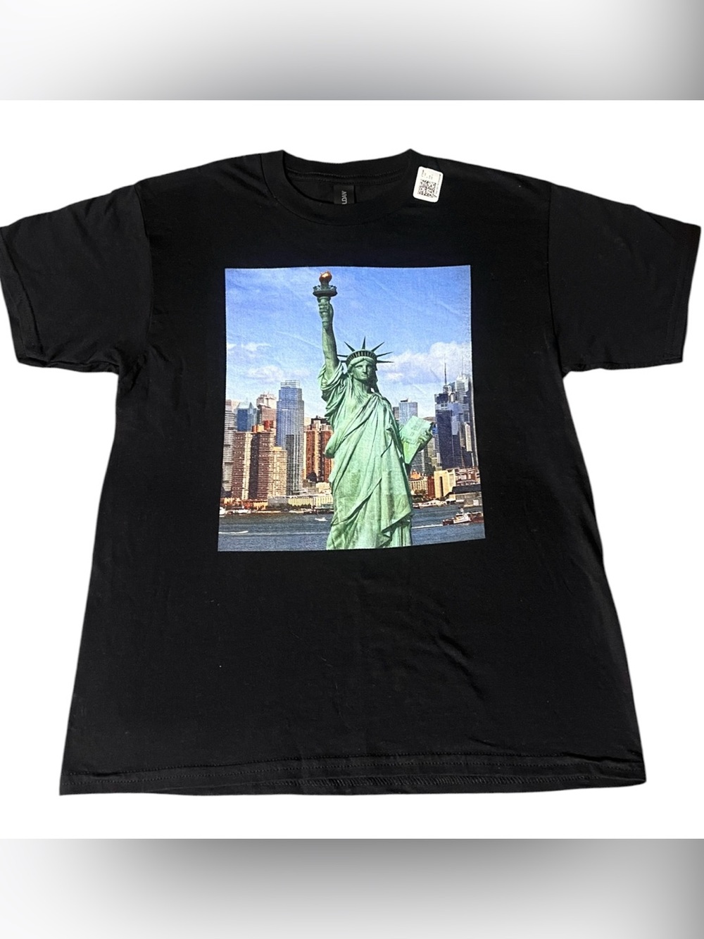 New York City Statue of Liberty T-Shirt Youth Large Black Gildan Unisex L 10/12